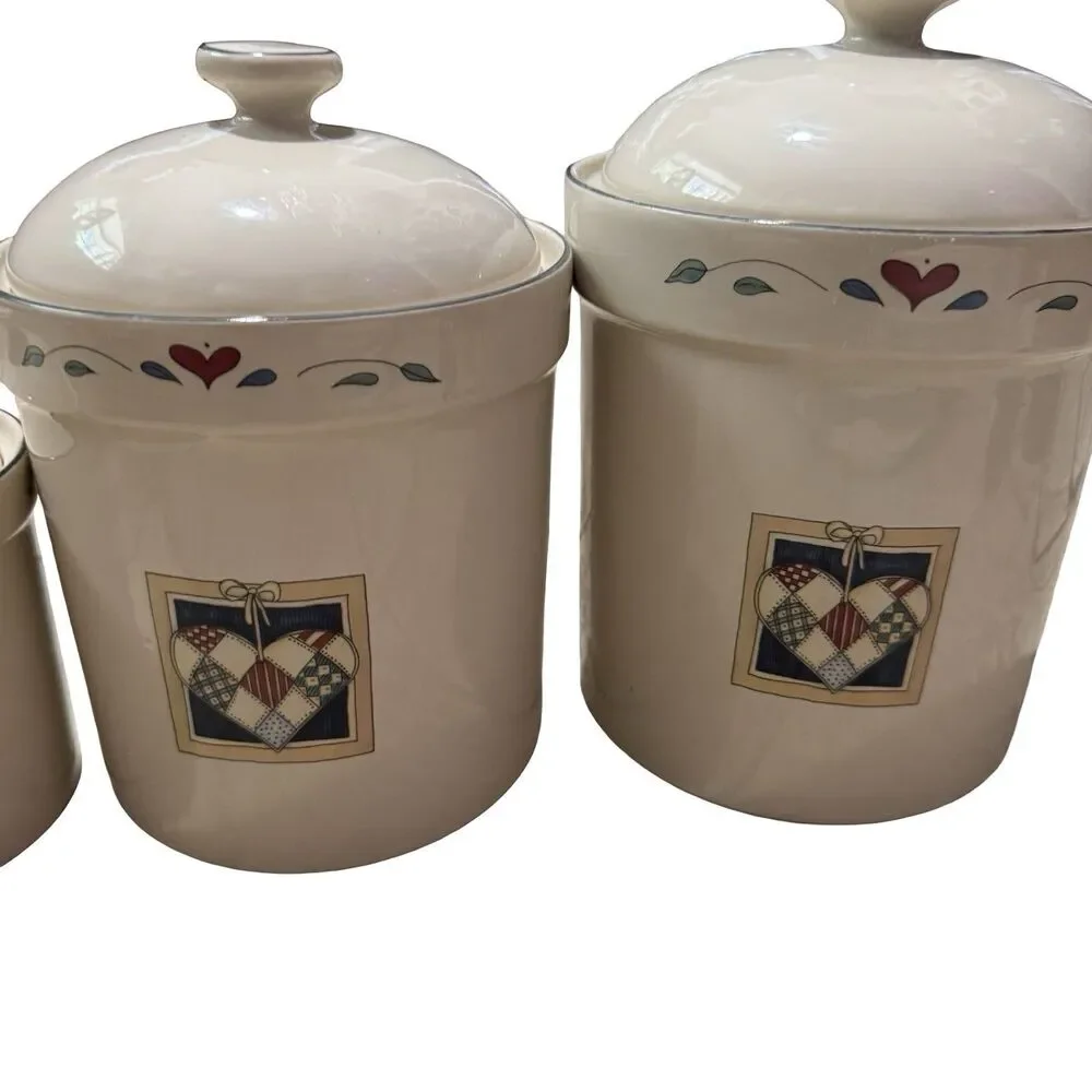 Susan Winget Farm Animals Canisters w/ Lids, Cow Sheep‎ Hen Vintage 3 pc